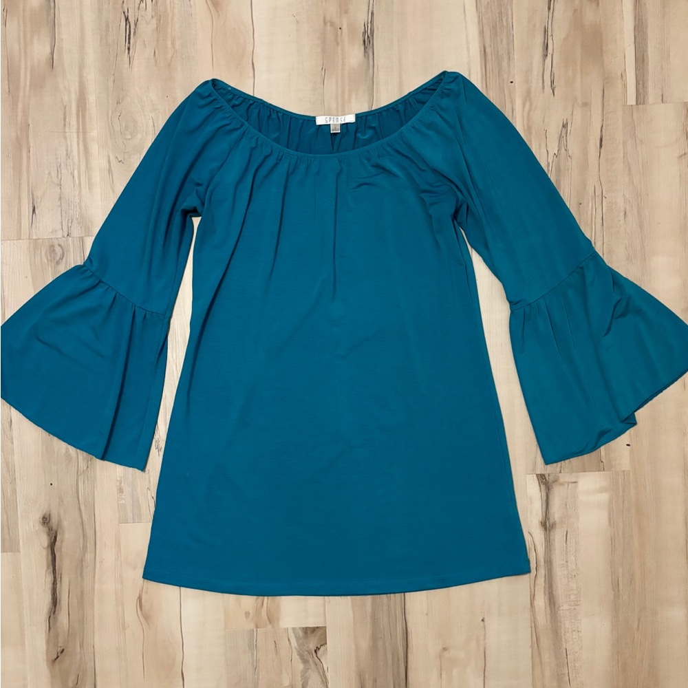 Small Teal Off The Shoulder Mini Dress